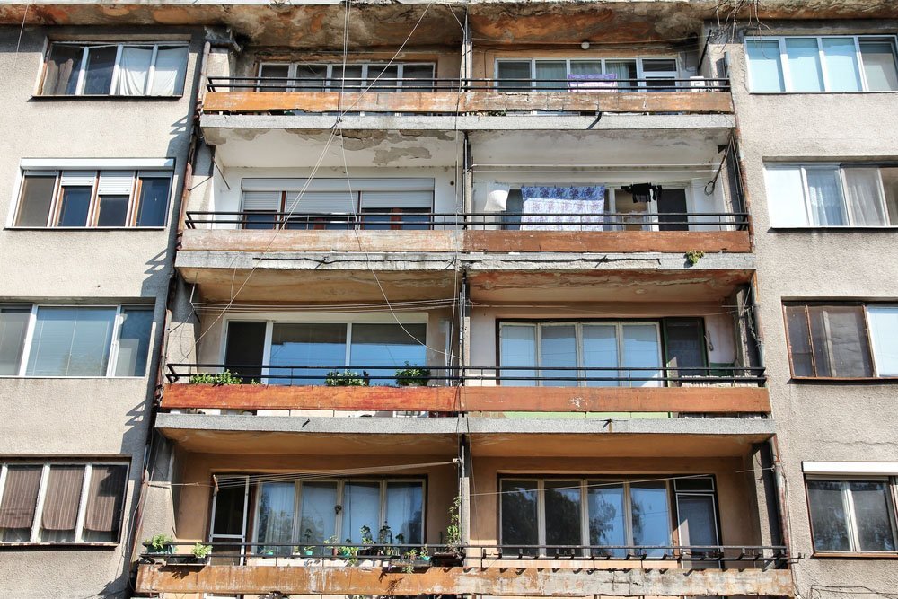 Bulgarian panel houses. 28% of people live in Soviet-era homes