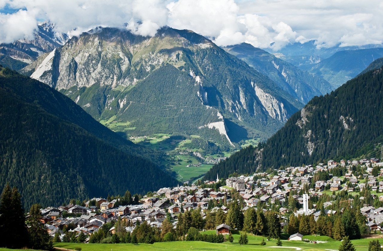 Ski resort Verbier in South Switzerland